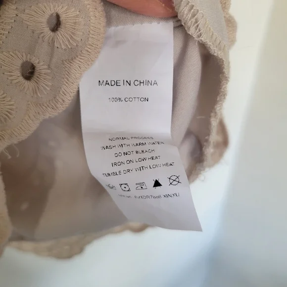 NWT Simplee Tan Eyelet High Waist Dress Size Large - Picture 12 of 12